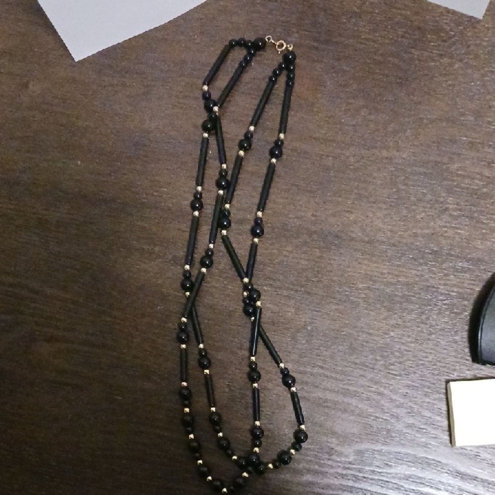Elegant Black and Gold Beaded Necklace